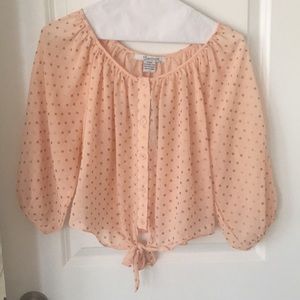 Peach and gold crop blouse